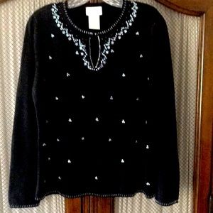 Designer Originals black beaded sweater.